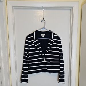Boston Proper Navy and White Striped Blazer